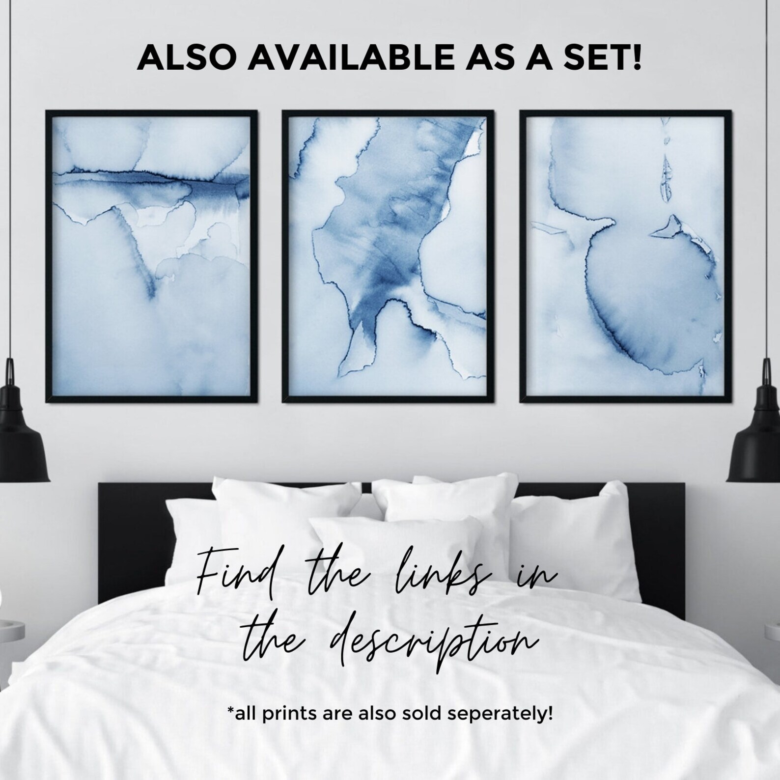 Light Blue Wall Art Print Printable Watercolor Wall Art | Etsy