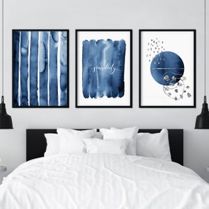 Blue Abstract Art Print, Printable Wall Art, Watercolor Painting ...