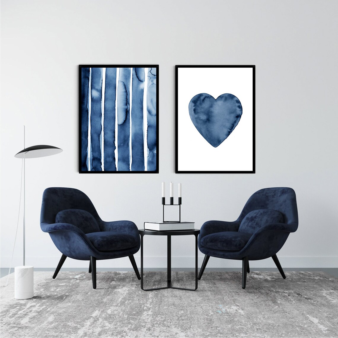 Blue Abstract Art Print Printable Wall Art Watercolor - Etsy