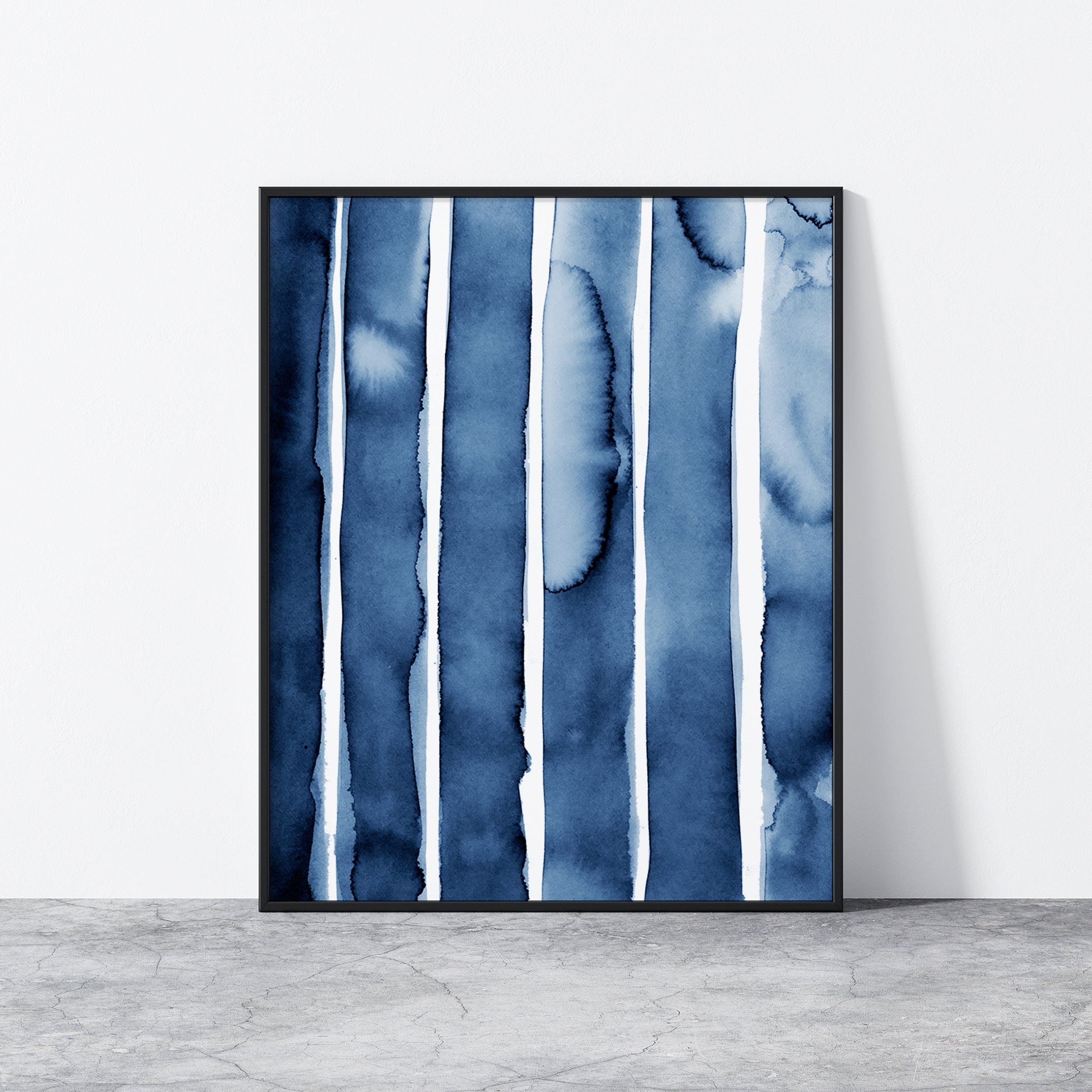 Blue Abstract Art Print, Printable Wall Art, Watercolor Painting ...