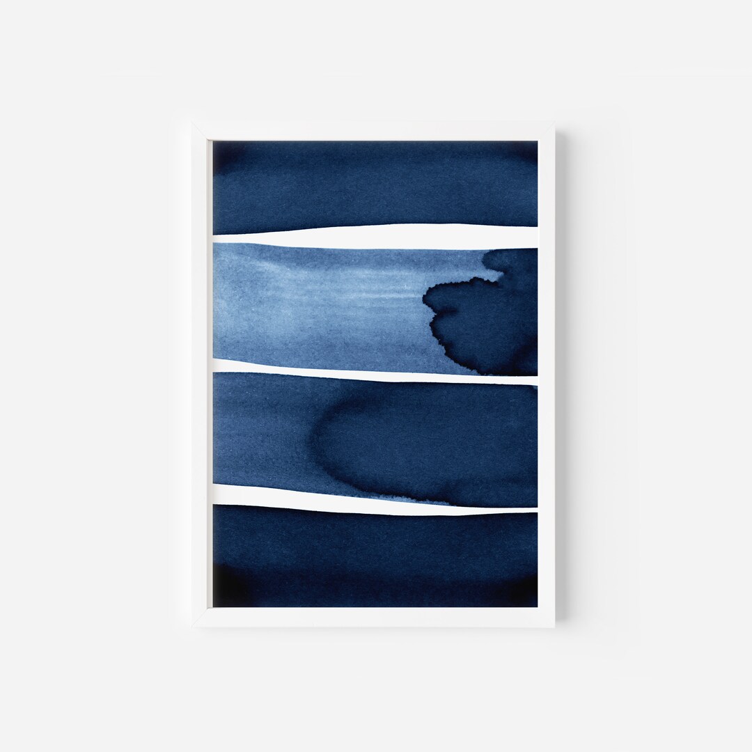 Navy Blue Abstract Printable Wall Art Print Indigo Brush Strokes ...