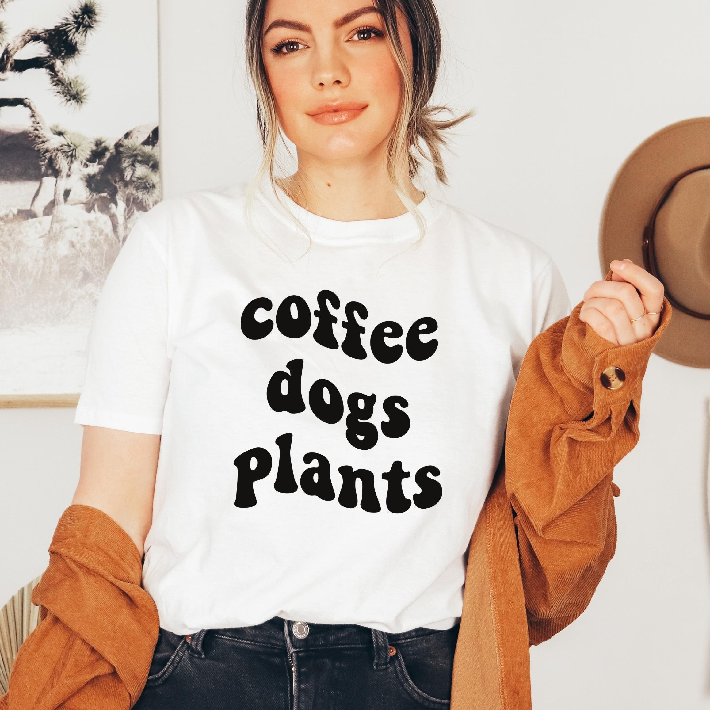 Coffee Dogs Plants SVG PNG | Coffee Mug Funny | Coffee Lover SVG | Retro Groovy Font | Trendy Tote Bag Cricut | Dog Plant Mom Design