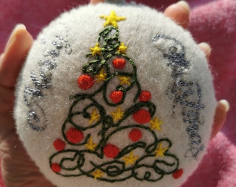 Glittery MERRY CHRISTMAS Wool Felt Embroidered -  Christmas Ornaments ! Christmas decorations, Christmas tree