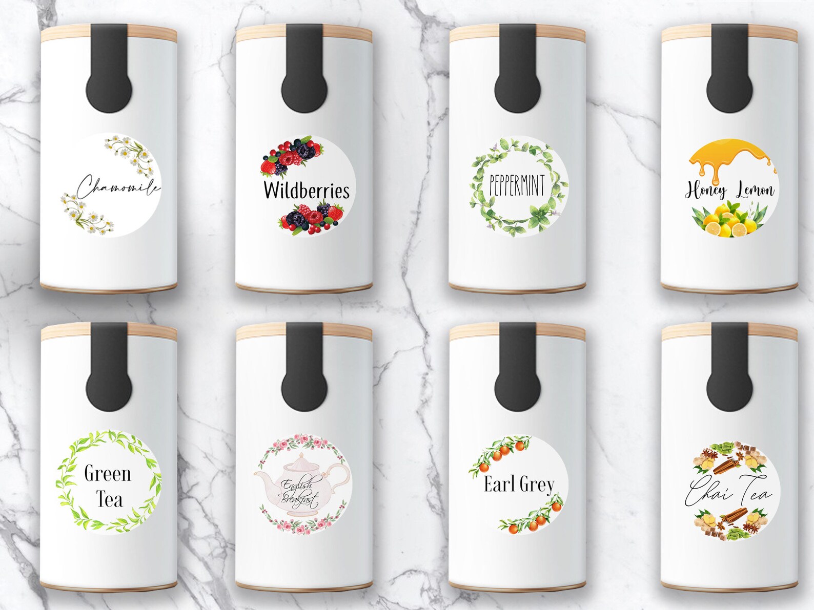 Tea Labels/ DIY/ Printable Sticker Sheetspdf JPEG Files Etsy