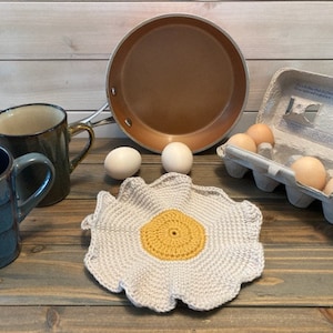 Handmade Crochet Fried Egg Hot Pad