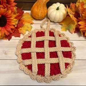 Handmade Crochet Berry Pie Hot Pad