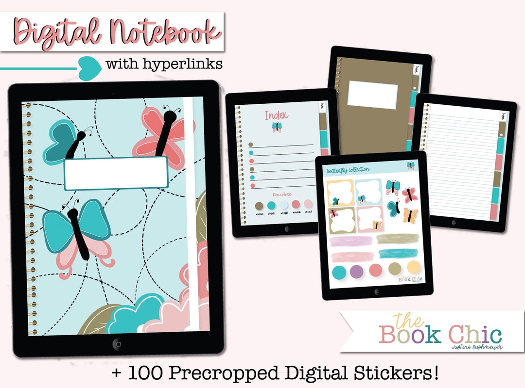 Goodnotes Hyperlinked Notebook and Stickers, Digital Journal, Digital ...
