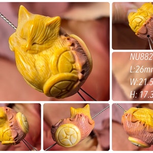 High quality alashan agate cat carved beads