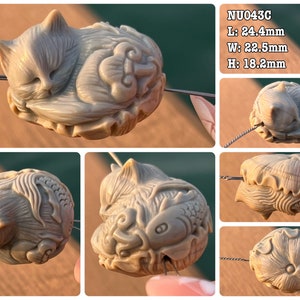 High quality alashan agate cat carved beads
