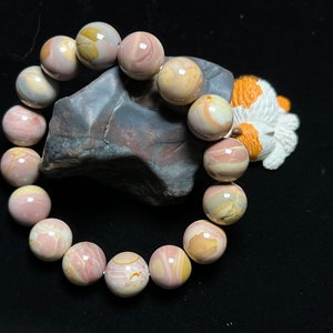 Colourful alashan agate bracelet with oil paint and caramel pattern #NU13039