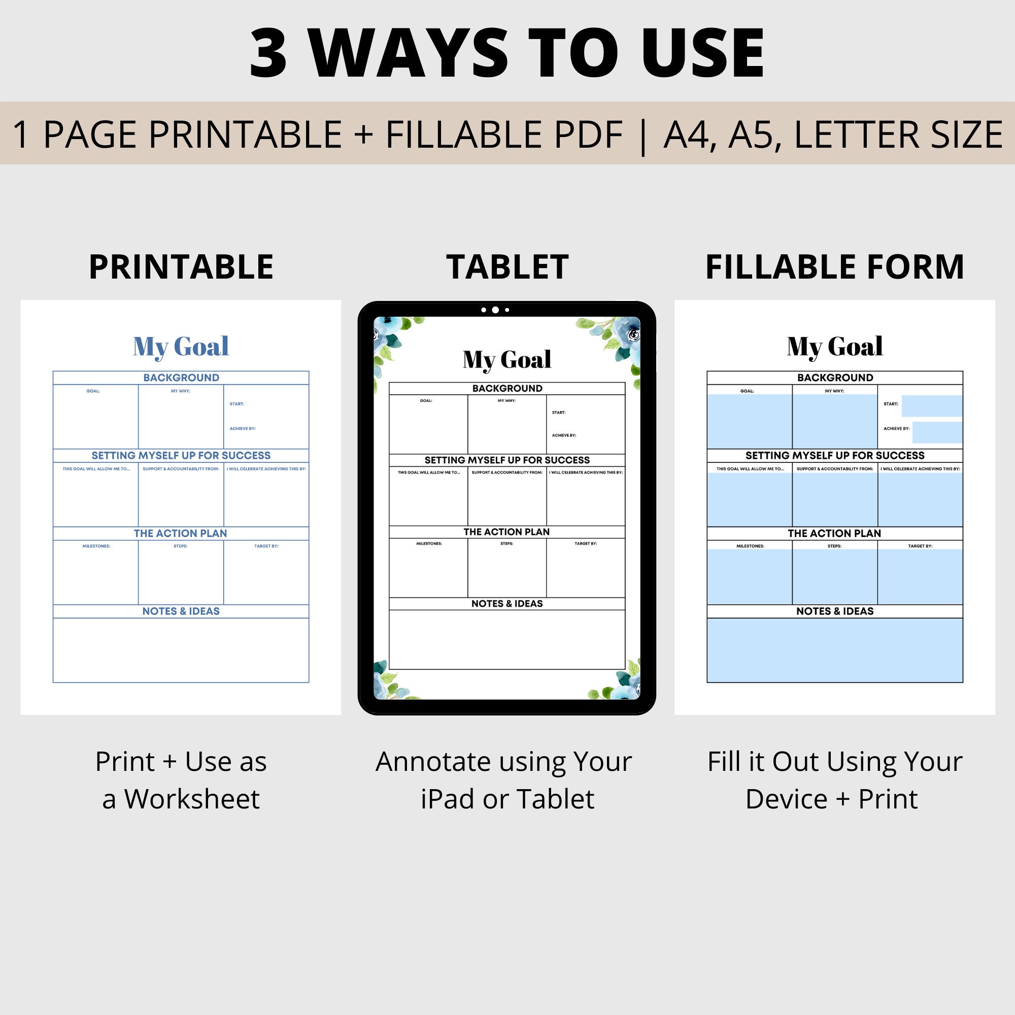 My Goal in Color Printable Goal Planning Template Smart Goal - Etsy