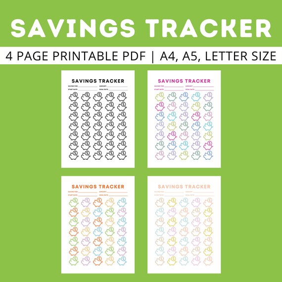Savings Tracker Printable Template Savings Tracker Financial | Etsy