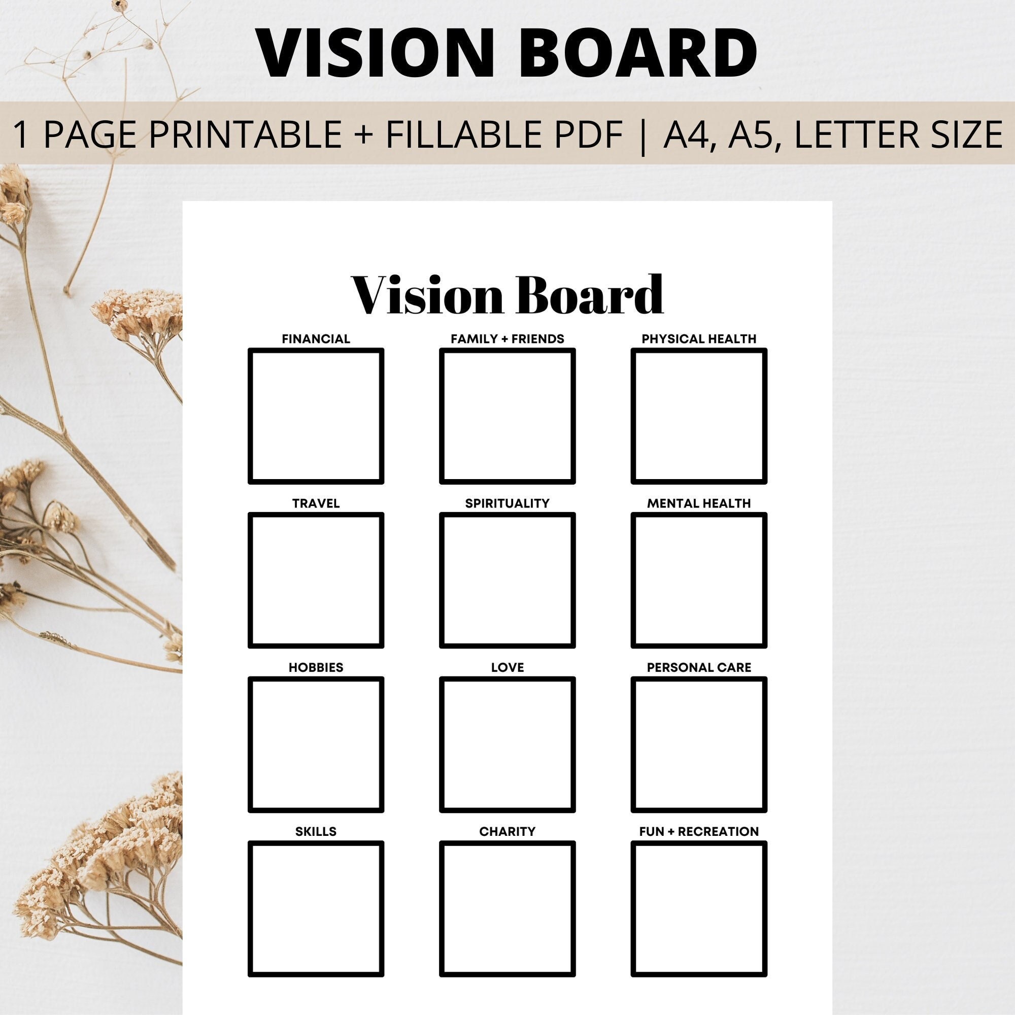 Vision Board Kit for Men, Vision Board Printable, Vision Board for Boys,  Goal Setting for Men, Vision Board for Couples 