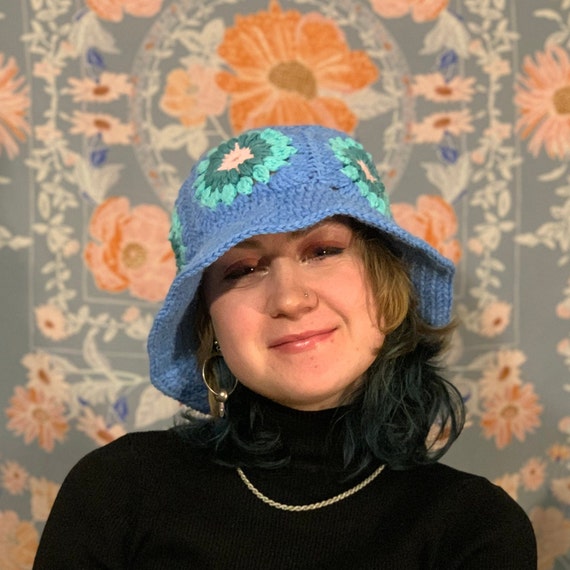 Light Blue Flower Bucket Hat | Etsy