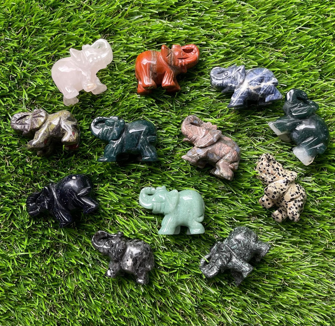 Handcarved Crystal Elephants Mix Crystal Elephants Aventurine Elephant