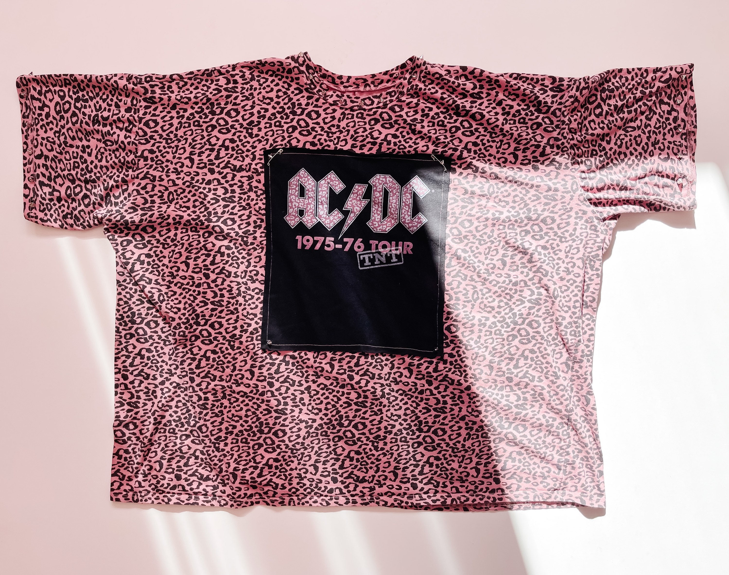 AC/DC Oversized Spiked T-shirt Dress 