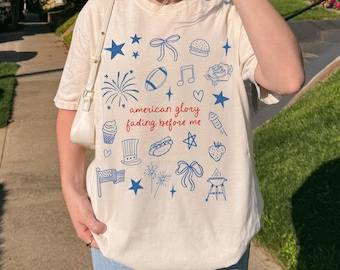 Koszulka American Glory | Koszulka z okazji 4 lipca | Dzień Niepodległości | Koszulka z okazji 4 lipca | Koszulka patriotyczna | Fading Before Me | Koszulka protestacyjna