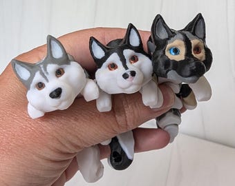 3D Printed Husky Set 2.0: Memphis, Kira, Eleanor - Articulated Fidget Toy