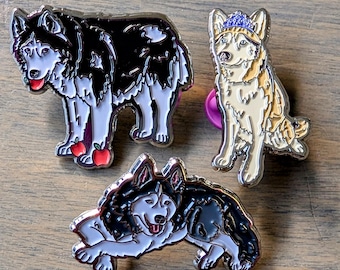 Siberian Husky Enamel Pin Set: Gone to the Snow Dogs (3 Pins)