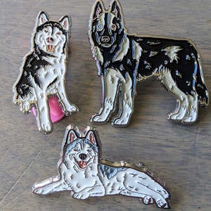 Siberian Husky Enamel Pin Set Gone to the Snow Dogs Pins of Memphis, Kira, and Eleanor image 9