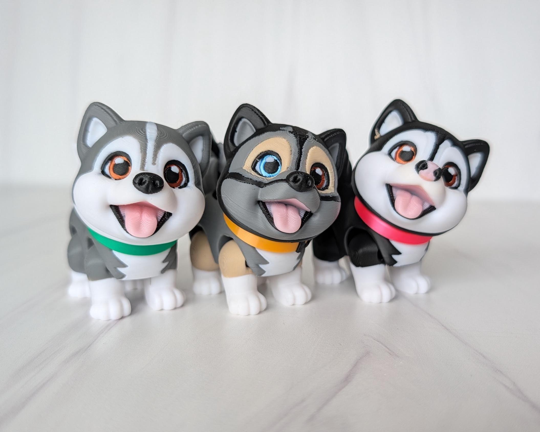 3D Printed Flexi Chibi Husky Set: Memphis, Kira, Eleanor