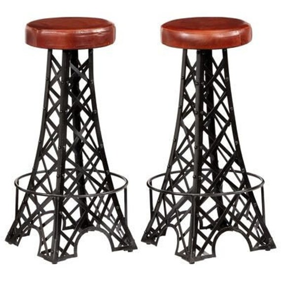 Tabourets de Bar en Cuir Véritable Sous Forme Tour Eiffel