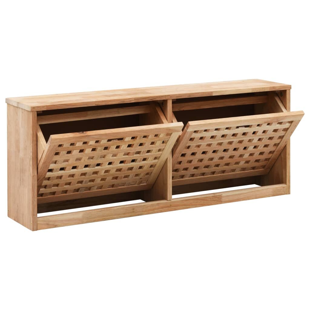Banc de Rangement Chaussures en Bois Noyer
