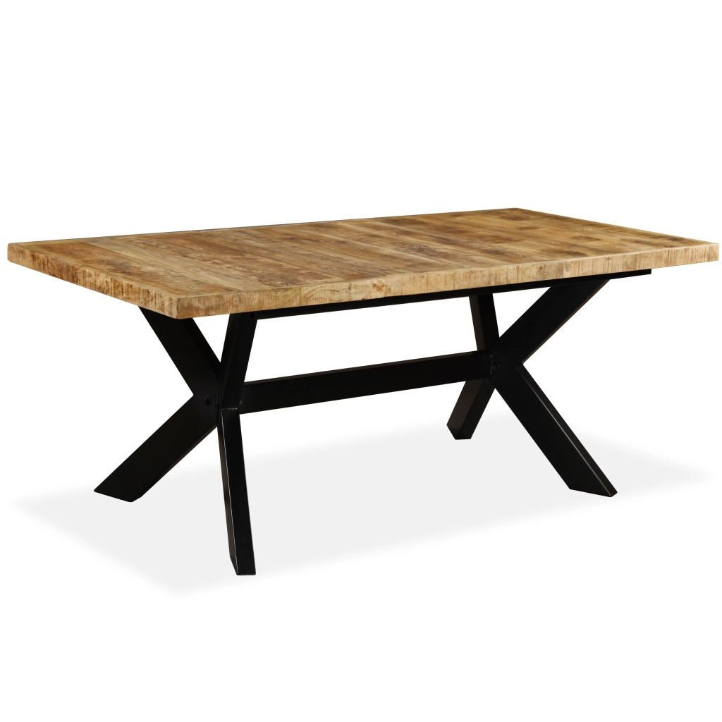 Table de Salle à Manger Bois Manguier Solide et Acier 180 cm