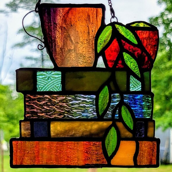 Stained Glass Book Suncatcher Etsy