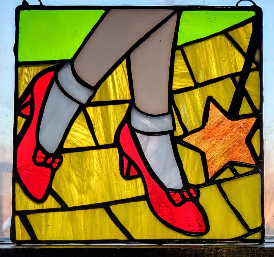 Ruby Red Slippers Wizard of Oz Themed Stained Glass Panel Etsy
