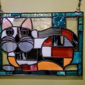 Geo the Calico Cat stained glass panel image 4