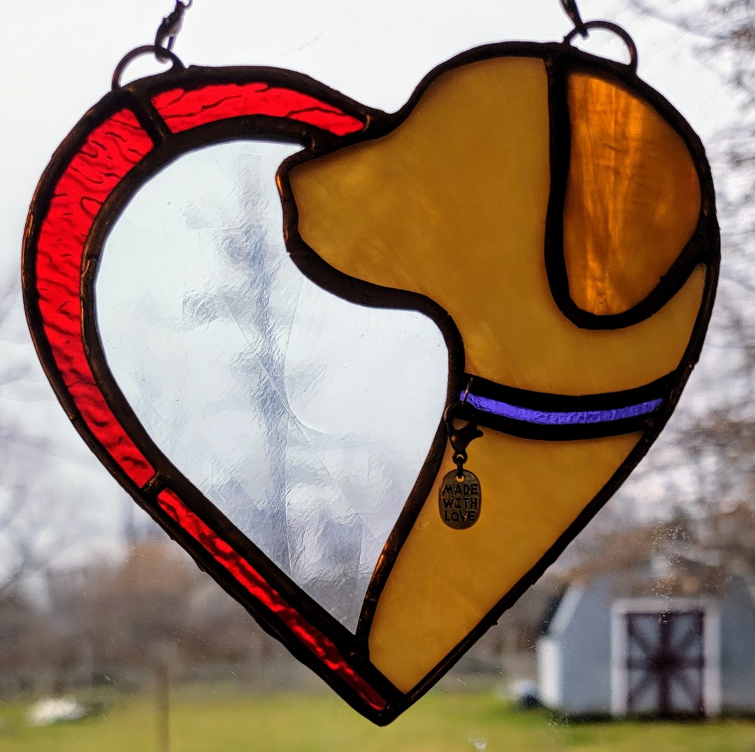 Stained Glass Dog Silhouette Suncatcher Etsy