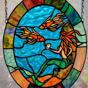 Mermaid &quot;Under the Sea&quot; - Stained Glass Panel