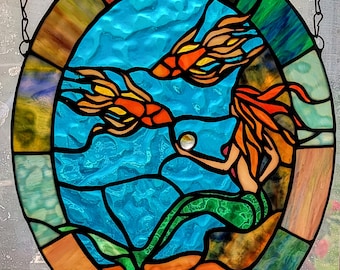 Mermaid "Under the Sea" - Stained Glass Panel