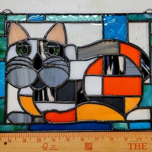 Geo the Calico Cat stained glass panel image 5