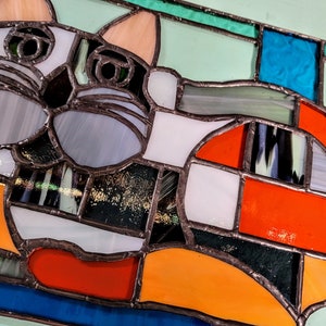 Geo the Calico Cat stained glass panel image 2