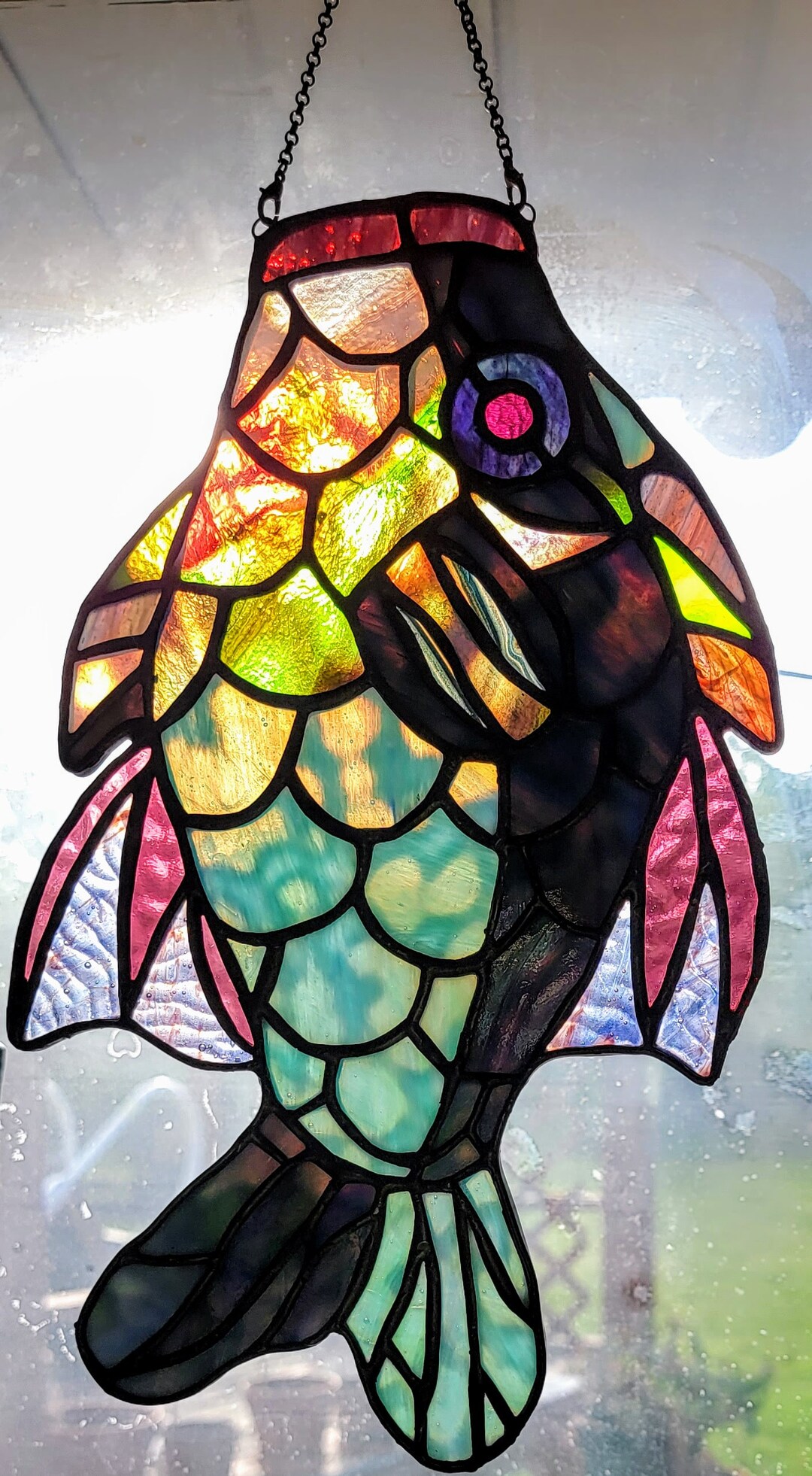 Japanese Koi Kite Stained Glass Suncatcher Etsy