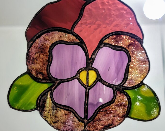 Purple Pansy Stained Glass Suncatcher Etsy