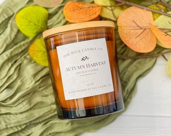 Autumn Harvest soy candle | 14 Oz | Jar Candle | Wooden Wick | Home Decor | Fall Candles | Eco Friendly | Fall candles