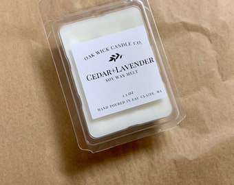 Cedar + Lavender | soy wax melt | 2.5 Oz | wax tart | home fragrance | masculine | fresh | paraben free