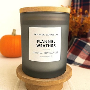 Flannel Weather Soy Candle: 14 oz Double Wick, Paraben Free