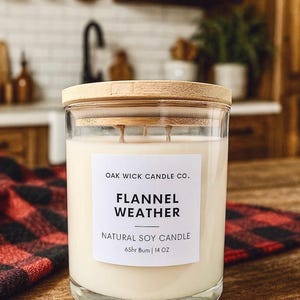 Flannel Weather | Soy Candle | 14 oz | Double Wick | Container candle | Home decor | Fall decor | Fall candles | Paraben free