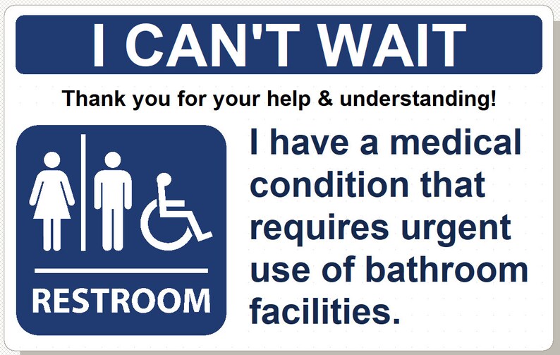 I Can't Wait Bathroom Card IBS IBD Crohn's Colitis Etsy