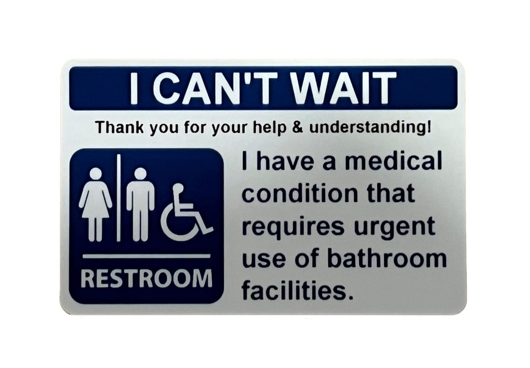 I Can't Wait Bathroom Card IBS IBD Crohn's Colitis Etsy