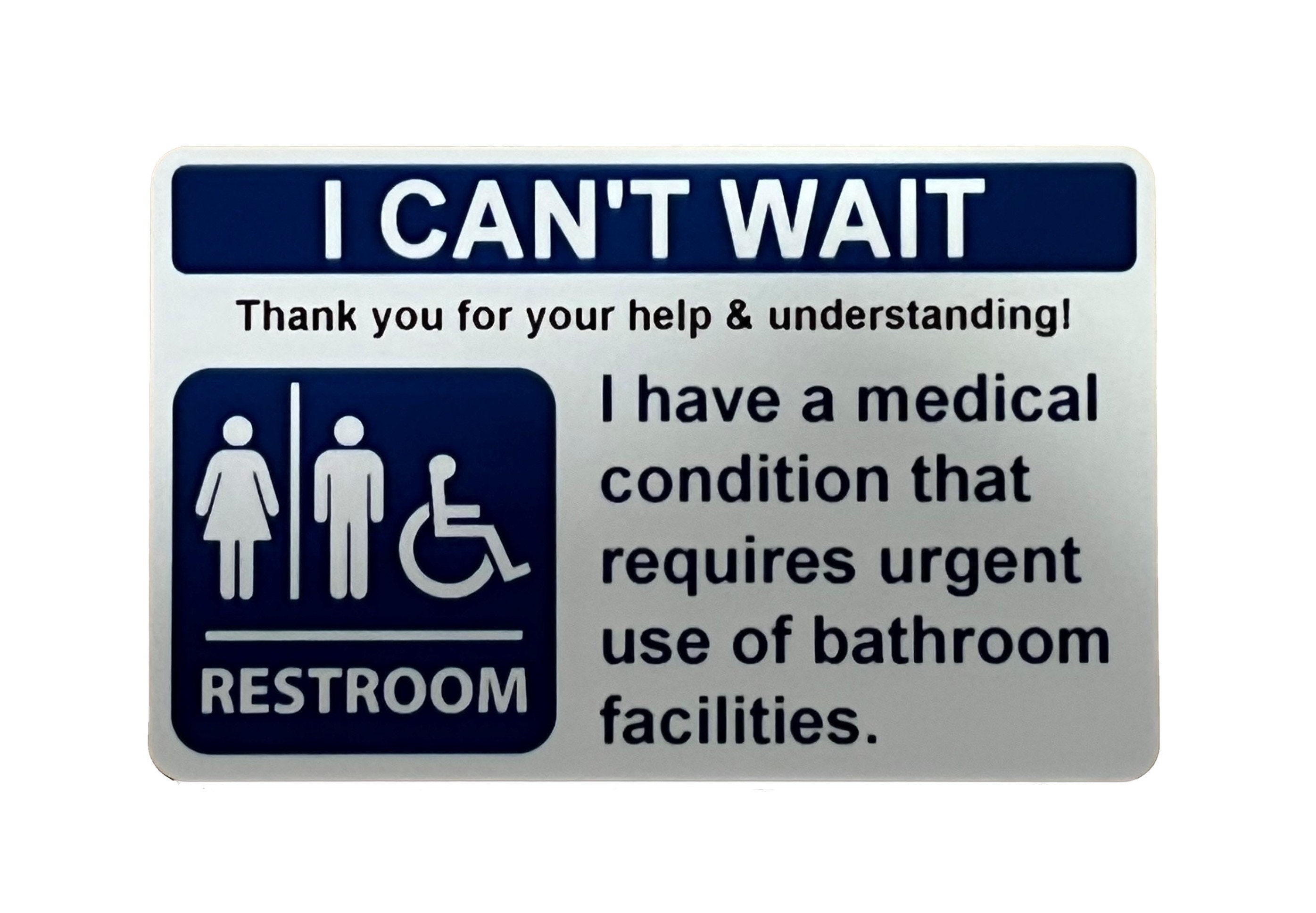 I Can't Wait Bathroom Card IBS IBD Crohn's Colitis Etsy