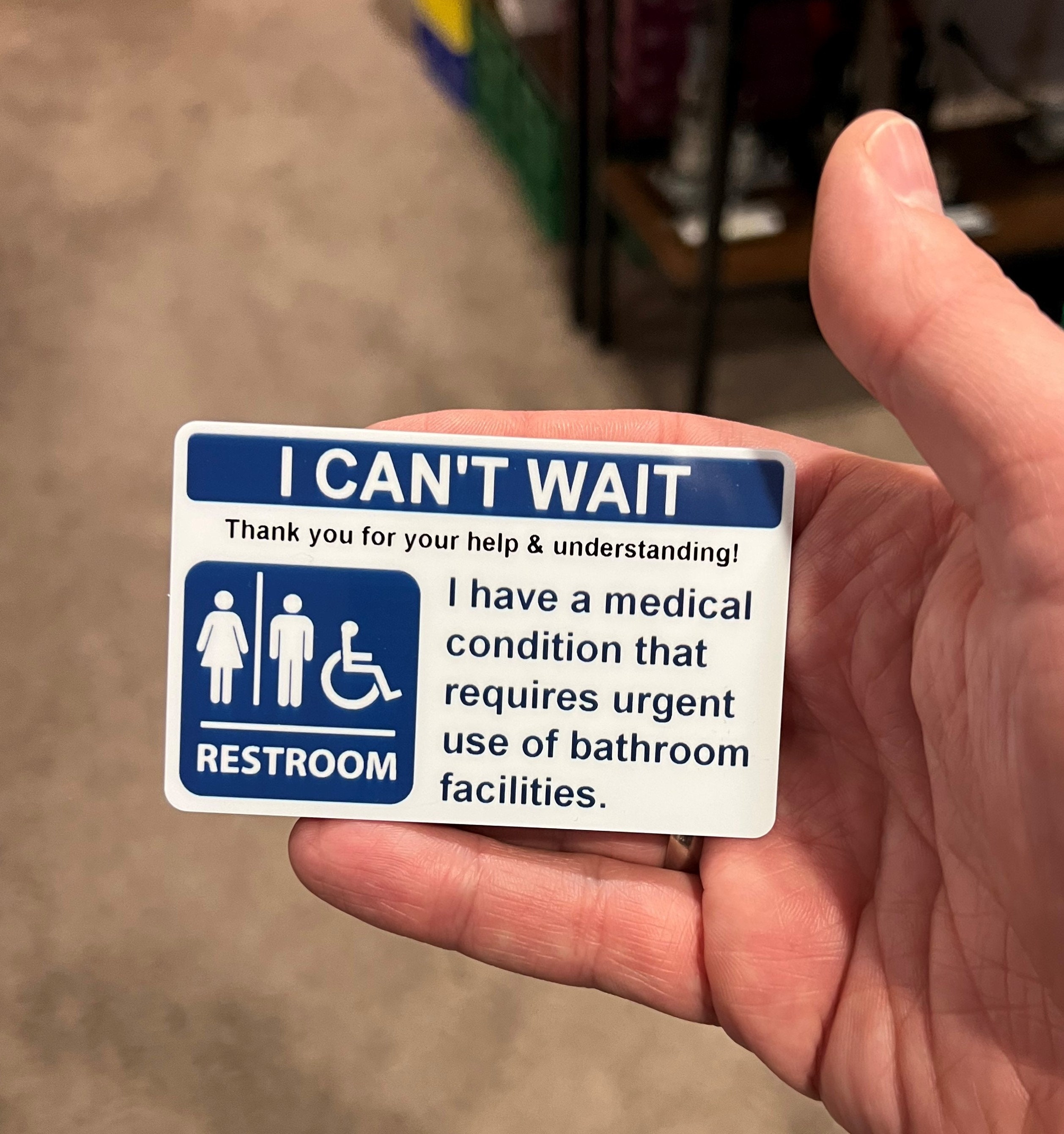 I Can't Wait Bathroom Card IBS IBD Crohn's Colitis Etsy