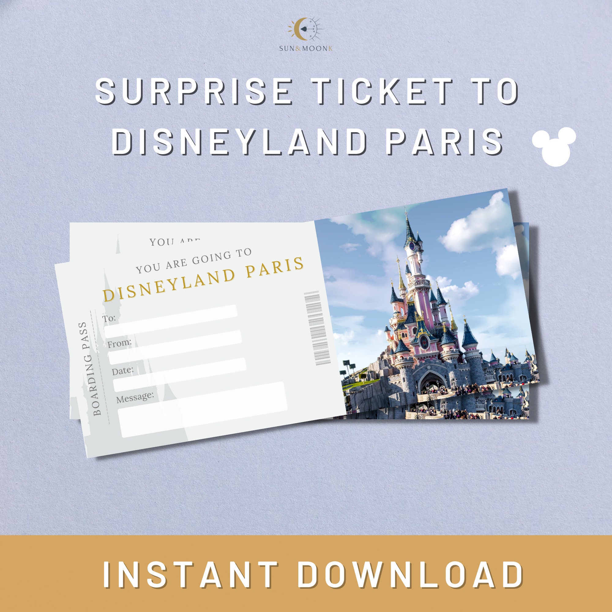 Offrir Faux Billet Disneyland A Imprimer Billet de voyage surprise imprimable Disneyland Paris - Etsy France