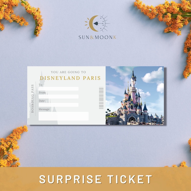 Billet de voyage surprise imprimable Disneyland Paris Etsy France