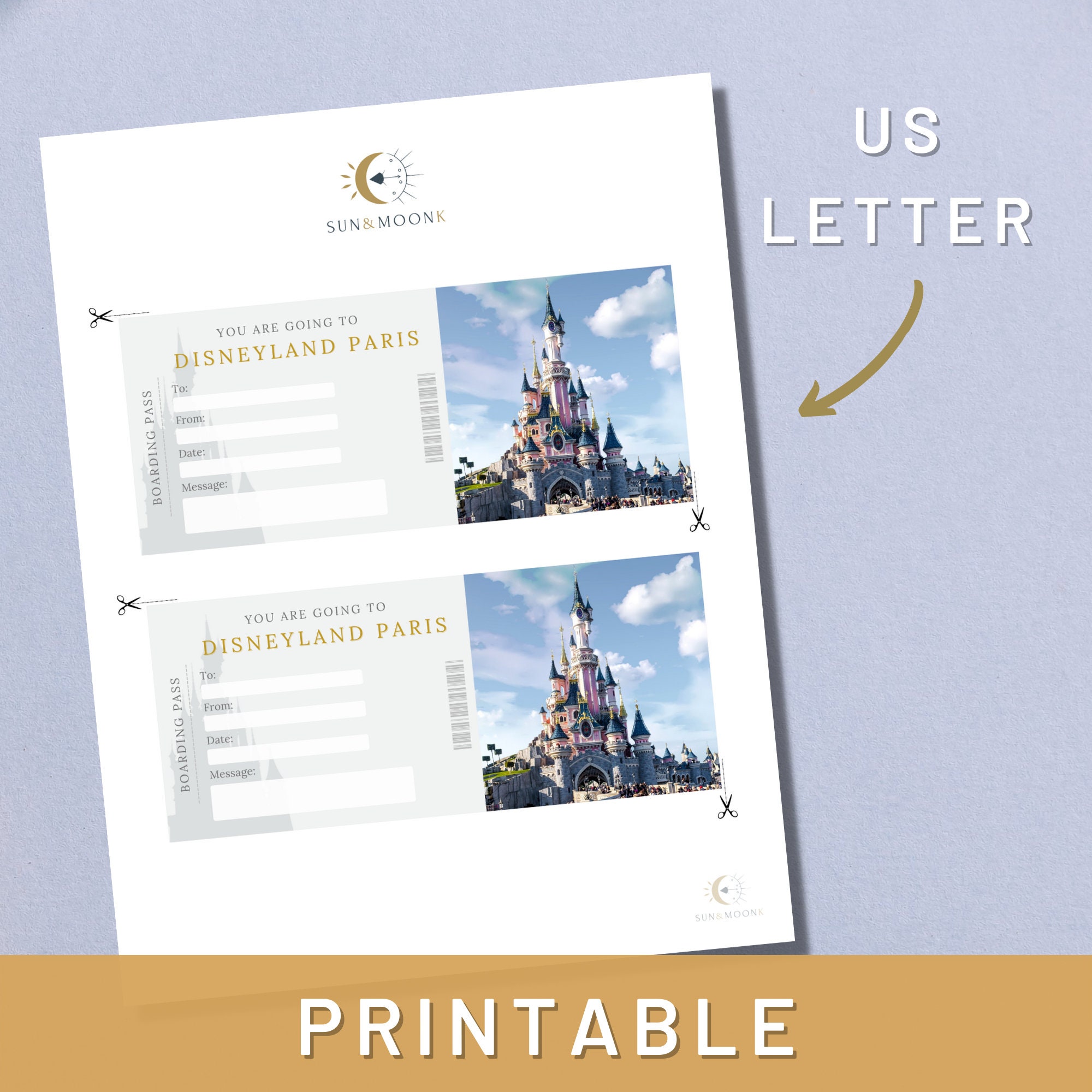 Offrir Faux Billet Disneyland A Imprimer Billet de voyage surprise imprimable Disneyland Paris - Etsy France