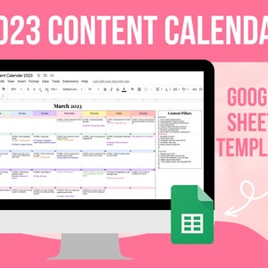 2023 Monthly Calendar | Content Planner | Google Sheets Template
